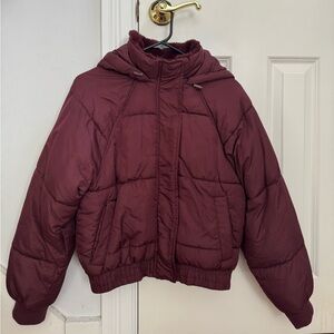 Aeropastale Burgundy Puffer Down Jacket